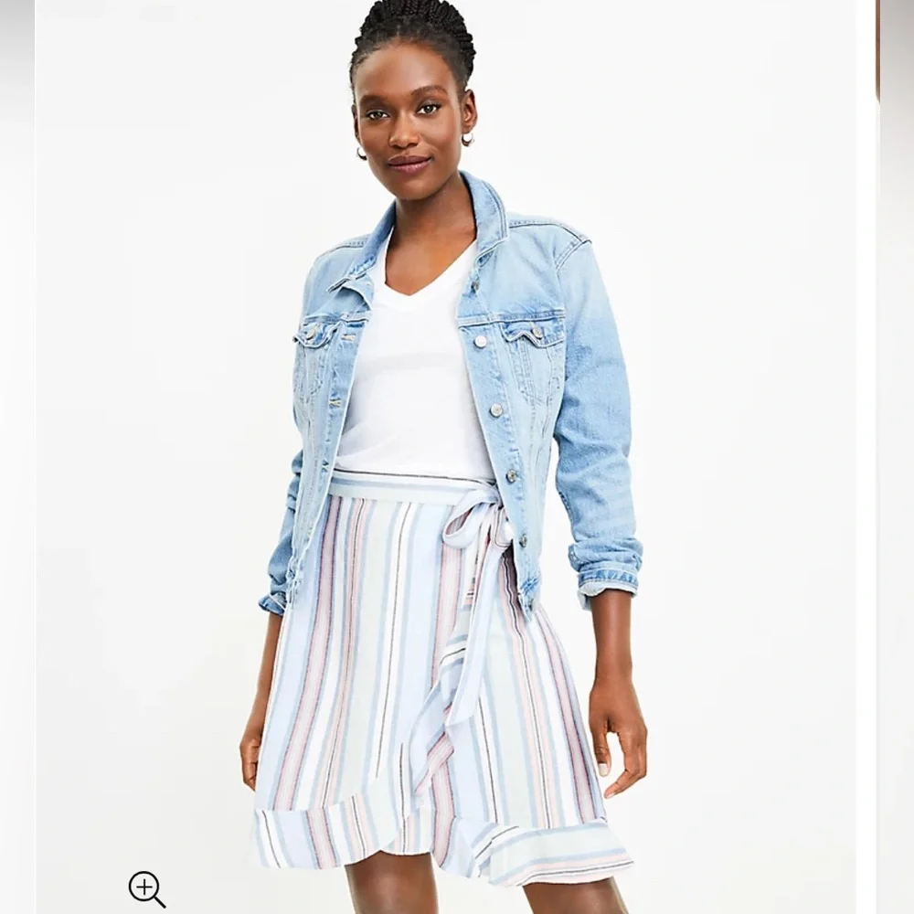 Loft Striped Ruffle Wrap Skirt